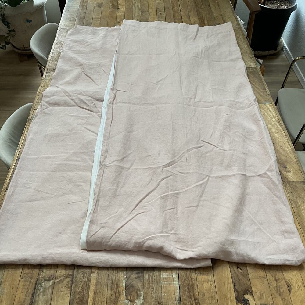 Pottery Barn Blush Pink Linen Curtain Panels (2) 50 in x 108 in Cotton Lined